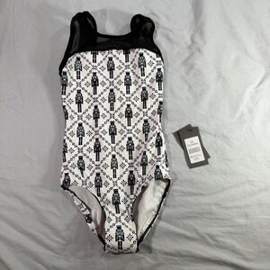 Eleve Dancewear Ida Toy Soldier Nutcracker Leotard Black White Mesh Kids Large